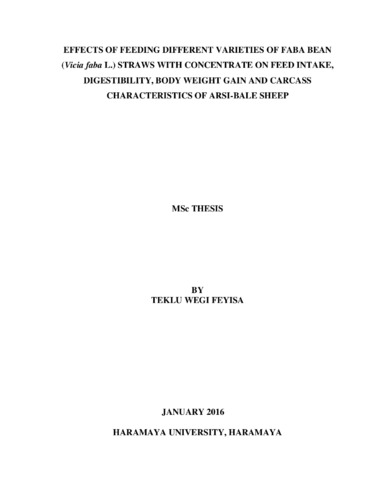 Effects of feeding different varieties of faba bean (Vicia faba L.) straws with concentrate on feed intake, digestibility, body weight gain and carcass characteristics of Arsi-Bale sheep