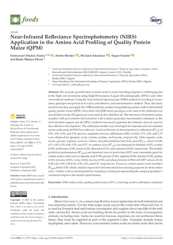 Near-Infrared Reflectance Spectrophotometry (NIRS) application in the amino acid profiling of Quality Protein Maize (QPM)