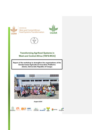 Report of the workshop to strengthen the organizations of the  Gender-based Agricultural Innovation Platforms  (Goma, Democratic Republic of Congo)