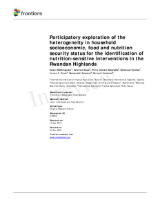 Participatory exploration of the heterogeneity in household socioeconomic, food and nutrition security status for the identification of nutrition-sensitive interventions in the Rwandan Highlands