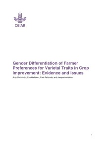 Gender Differentiation of Farmer Preferences for Varietal Traits in Crop Improvement: Evidence and Issues