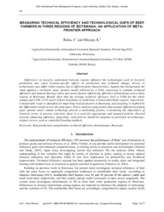 Measuring technical efficiency and technological gaps of beef farmers in three regions of Botswana: An application of meta-frontier approach