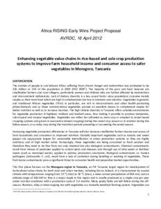 Enhancing vegetable value chains in rice-based and sole crop production systems to improve farm household income and consumer access to safer vegetables in Morogoro, Tanzania: Africa RISING early wins project proposal
