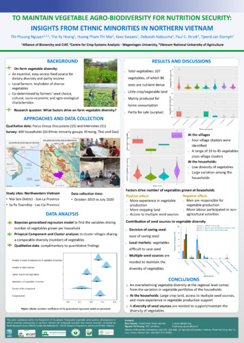 To maintain vegetable agrobiodiversity for nutrition security: Insights from ethnic minorities in northern Vietnam