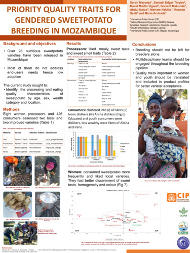 Priority quality traits for gendered sweet potato breeding in Mozambique