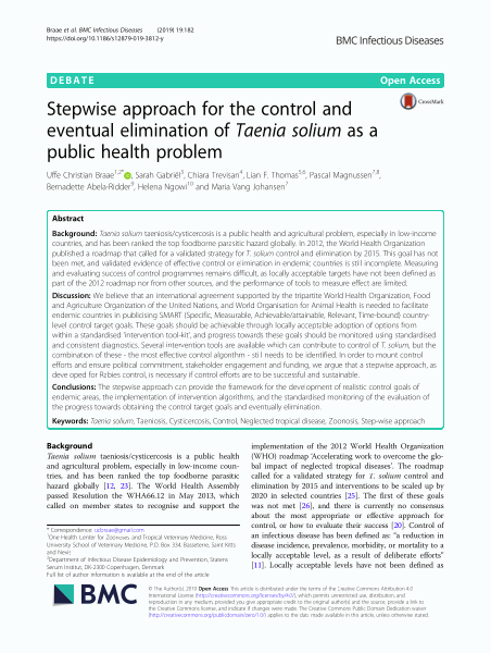 Stepwise approach for the control and eventual elimination of Taenia solium as a public health problem