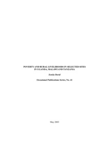 Poverty and rural livelihoods in selected sites in Uganda, Malawi and Tanzania