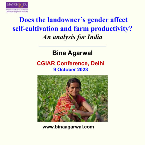 Does the landowner’s gender affect self-cultivation and farm productivity? An analysis for India