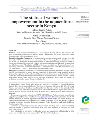 The status of women’s empowerment in the aquaculture sector in Kenya