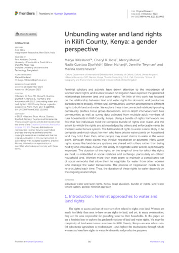 Unbundling water and land rights in Kilifi County, Kenya: a gender perspective