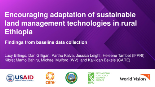 Encouraging adaptation of sustainable land management technologies in rural Ethiopia: Findings from baseline data collection