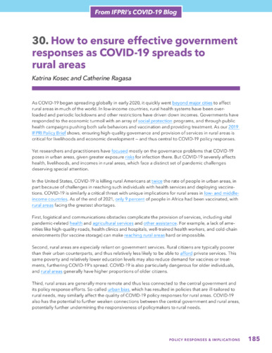 How to ensure effective government responses as COVID-19 spreads to rural areas