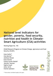 National level indicators for gender, poverty, food security, nutrition and health in Climate-Smart Agriculture (CSA) activities