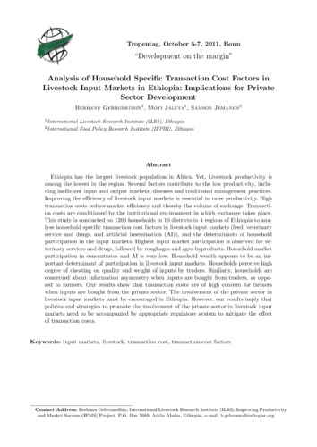 Analysis of household specific transaction cost factors in livestock input markets in Ethiopia: Implications for private sector development