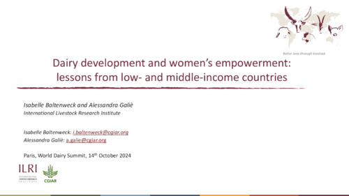 Dairy development and women’s empowerment:  Lessons from low- and middle-income countries