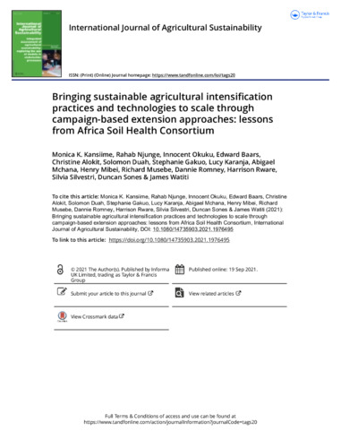 Bringing sustainable agricultural intensification practices and technologies to scale through campaign-based extension approaches: lessons from Africa Soil Health Consortium