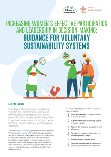 Increasing women's effective participation and leadership in decision-making: Guidance for voluntary sustainability systems
