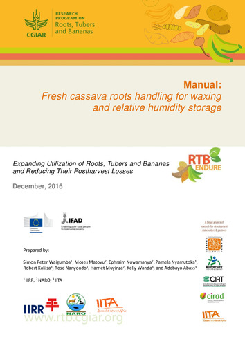 Manual: fresh cassava roots handling for waxing and relative humidity storage