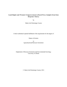 Land Rights and Women's Empowerment in Rural Peru: Insights from Item Response Theory
