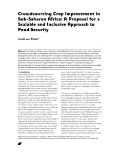 Crowdsourcing crop improvement in Sub-Saharan Africa: a proposal for a scalable and inclusive approach to food security.