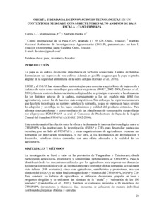 Oferta y demanda de innovaciones tecnologicas en un contexto de mercado con agricultores alto andinos de baja escala: Caso CONPAPA.