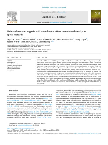 Bioinoculants and organic soil amendments affect nematode diversity in apple orchards