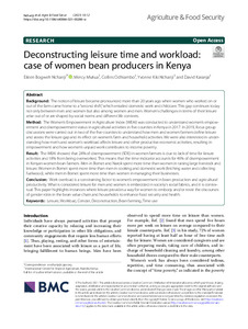Deconstructing leisure time and workload: case of women bean producers in Kenya