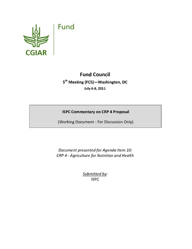 ISPC Commentary on the Proposal for CRP 4 - June 2011