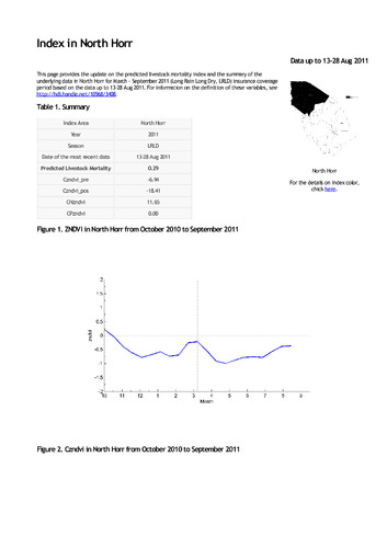 IBLI Index in North Horr based on data up to 13 - 28 August 2011