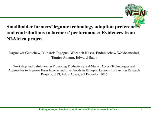 Smallholder farmers’ legume technology adoption preferences and contributions to farmers’ performance: Evidences from N2Africa project