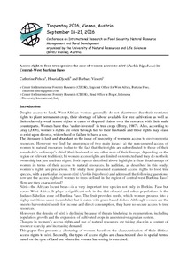 Access right to food tree species: the case of women access to nere (Parkia biglobosa) in Central-West Burkina Faso