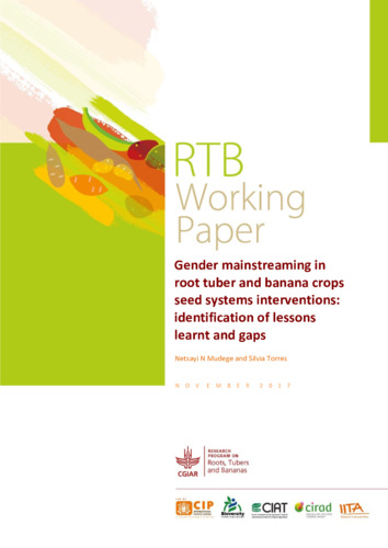 Gender mainstreaming in root tuber and banana crops seed systems interventions: identification of lessons learnt and gaps