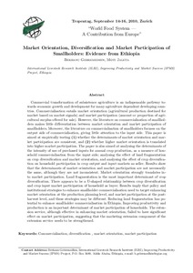 Market Orientation, Diversification and Market Participation of Smallholders: Evidence from Ethiopia
