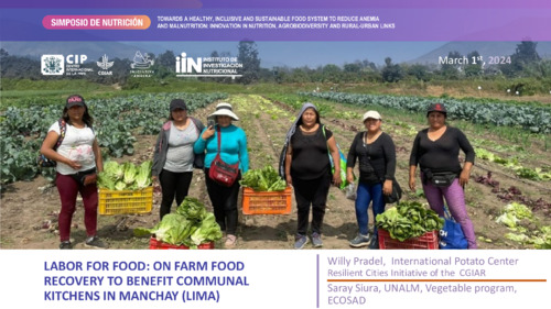 Labor for food: on farm food recovery to benefit communal kitchens in Manchay (Lima)