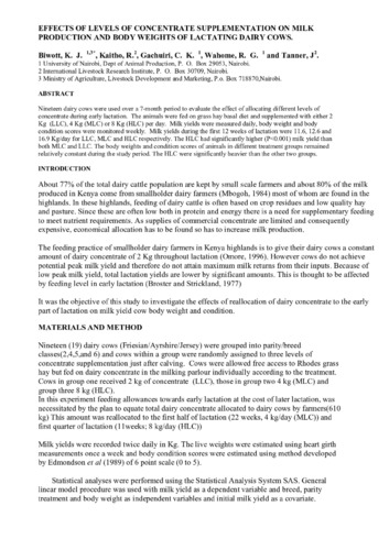 Effects of levels of concentrate supplementation on milk production and body weights of lactating dairy cows