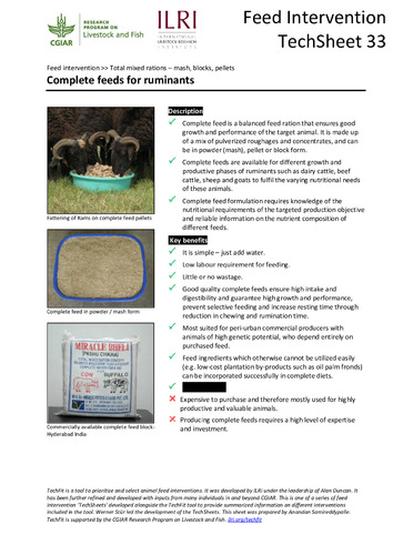 Techfit feed intervention: Complete feeds for ruminants