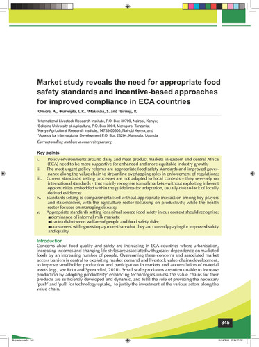 Market study reveals the need for appropriate food safety standards and incentive-based approaches for improved compliance in East and Central African countries