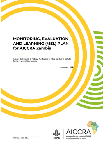 Monitoring, Evaluation and Learning (MEL) Plan for AICCRA Zambia