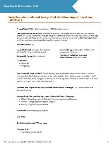 Weather-rice-nutrient integrated decision support system (WeRise)