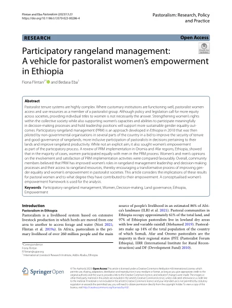 Participatory rangeland management: A vehicle for pastoralist women’s empowerment in Ethiopia