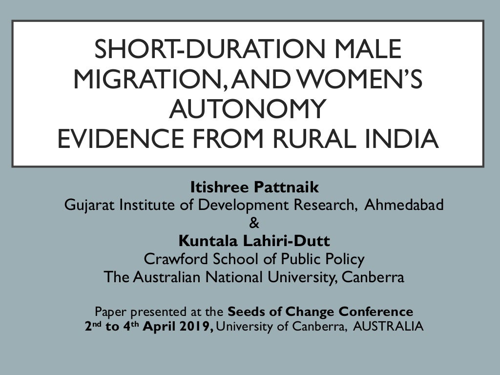 Short-duration male migration and women's autonomy - evidence from rural India