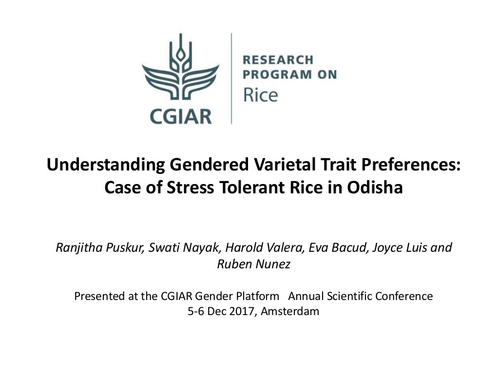 Understanding gendered rice varietal trait preferences: Case of stress tolerant rice in Odisha