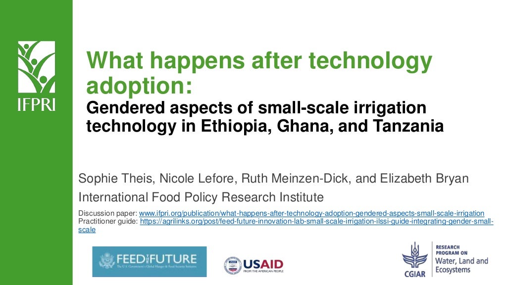 What happens after technology adoption? Gendered aspects of small-scale irrigation technologies in Ethiopia, Ghana, and Tanzania