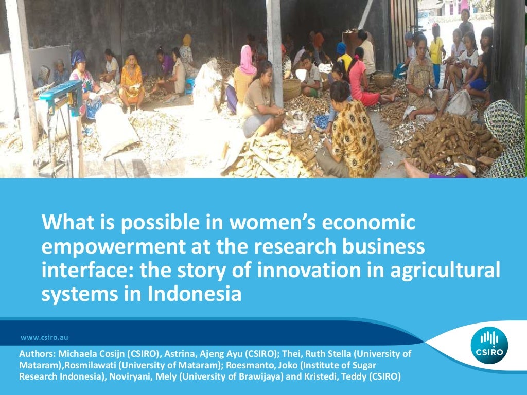 What is possible in women's economic empowerment at the research business interface: the story of innovation in agricultural systems in Indonesia