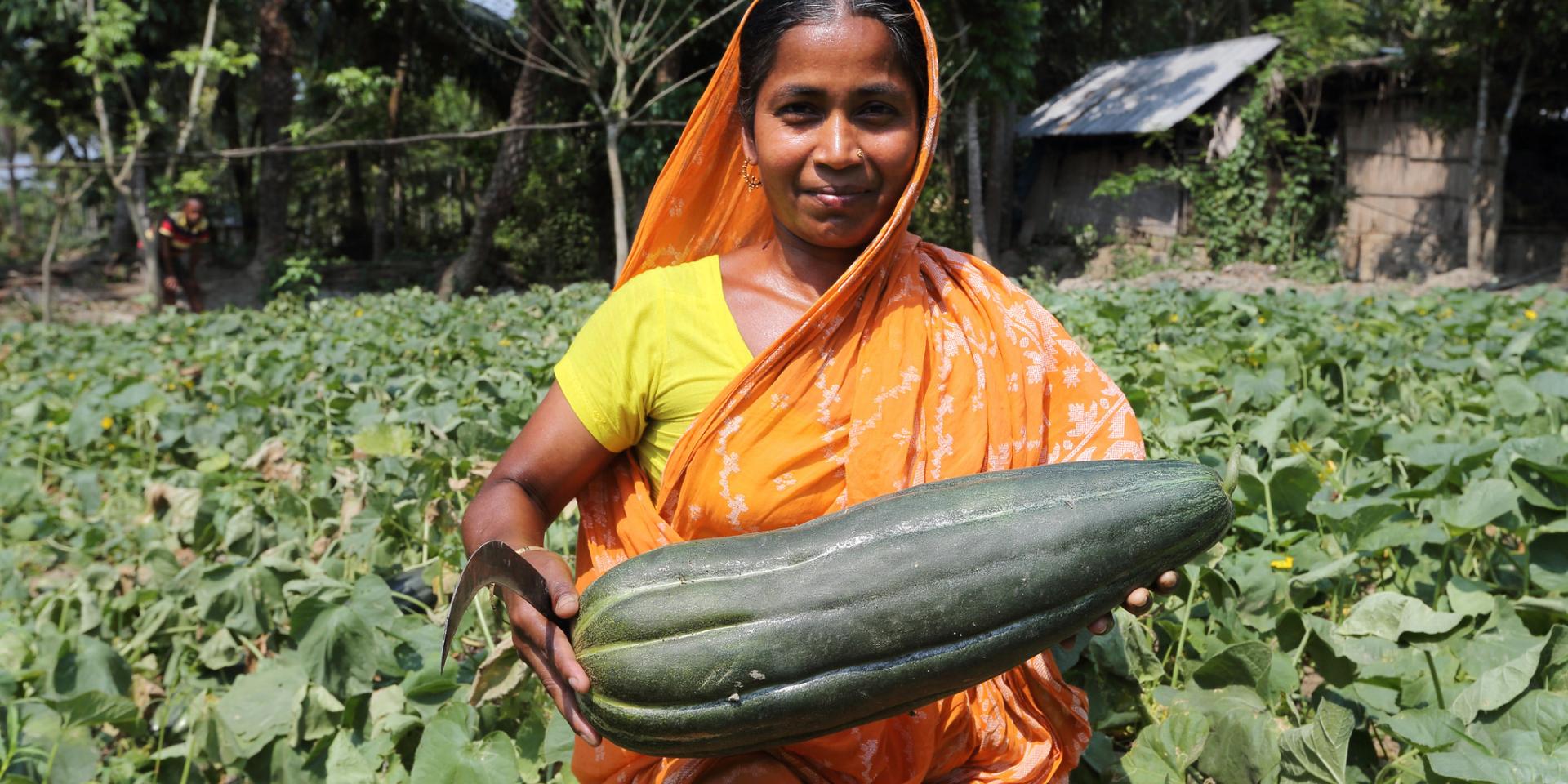A woman with her muskmelon