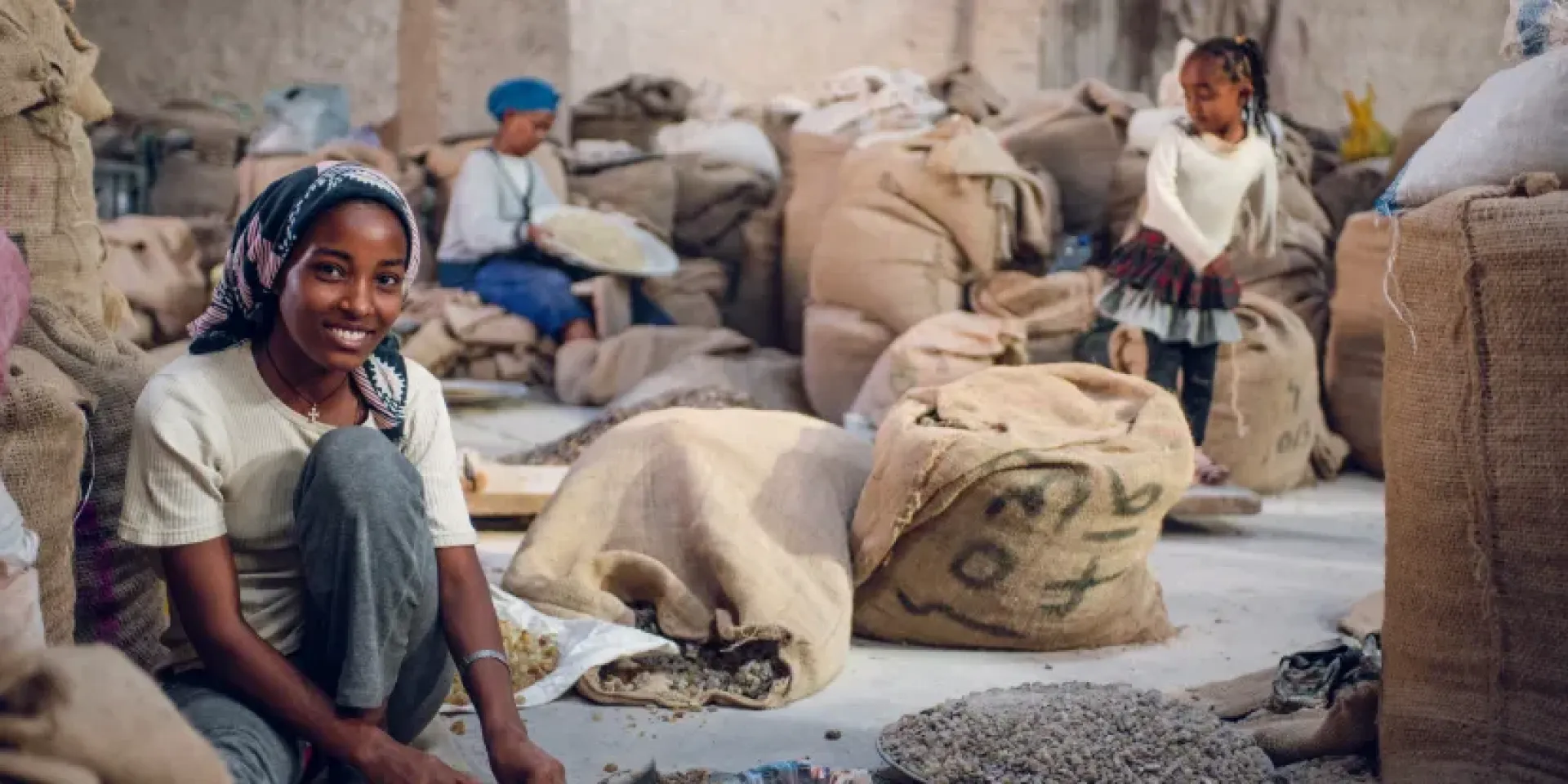 Eighty percent of Ethiopians live in rural areas and depend on landscapes, including gum collected from acacia trees and sorted for export.