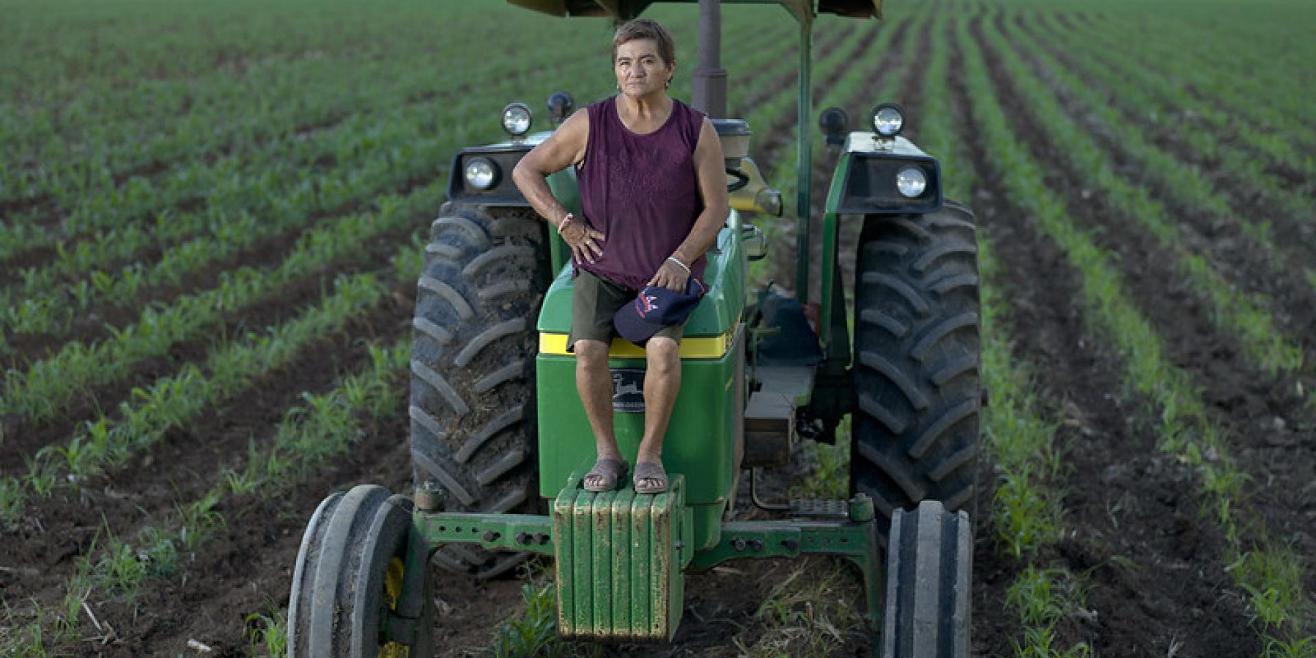 Woman on a tractor