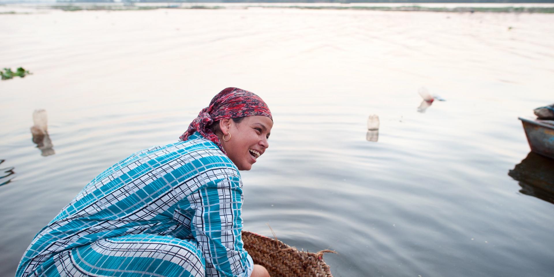 A woman in a river