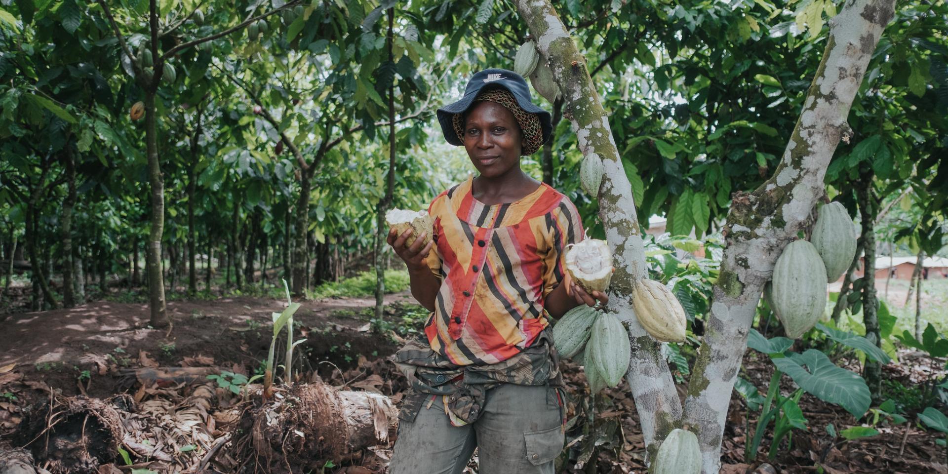 Rachel Olo (Married with 5 children) has one hectare of land planted with cocoa