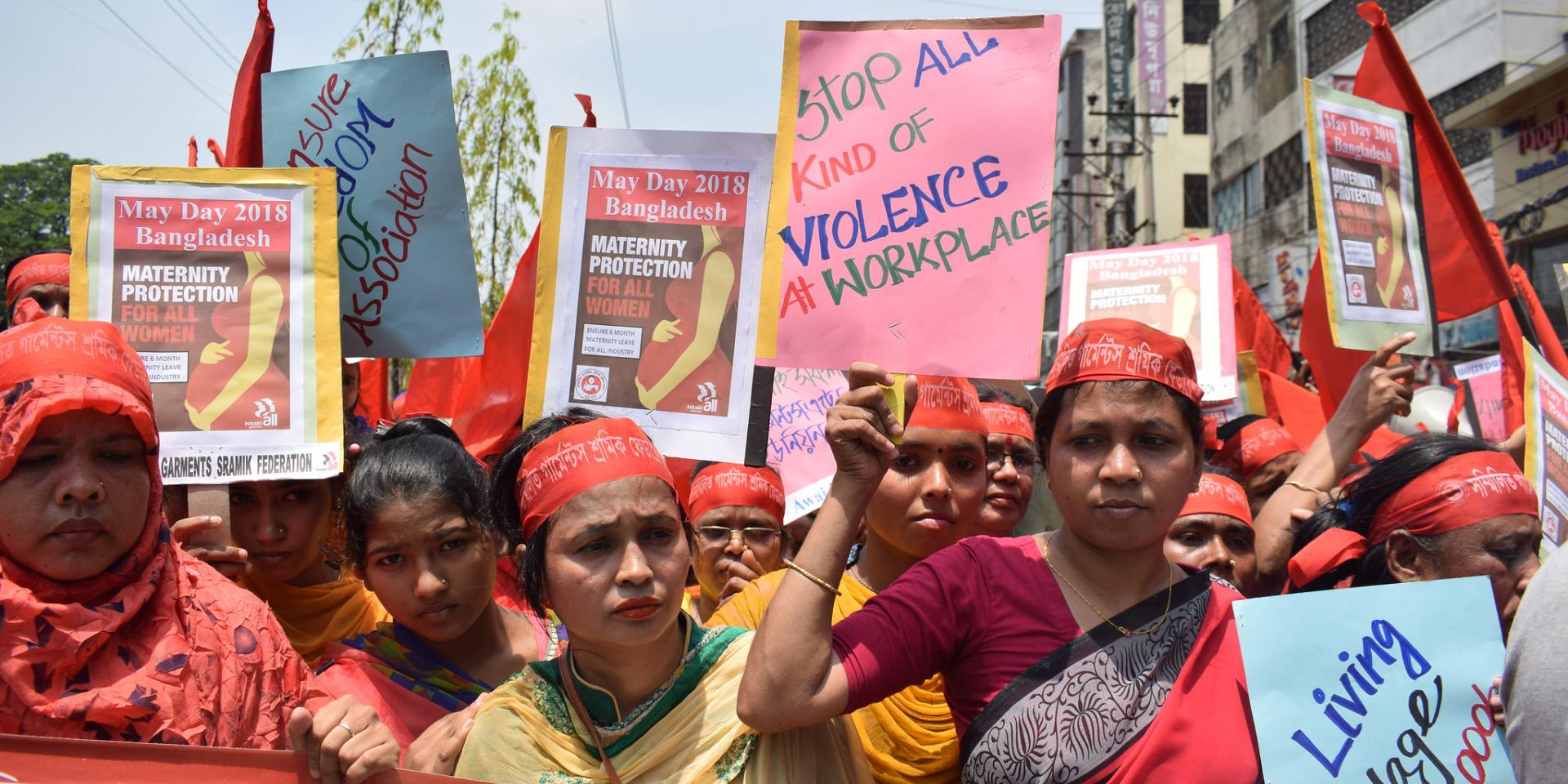 Bangladeshi women at rally demonstrating for their rights.